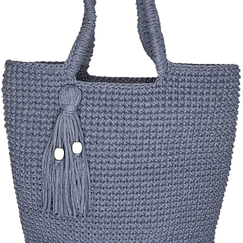 дамска ръчно плетена чанта - дънково синя