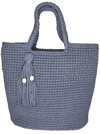 дамска ръчно плетена чанта - дънково синя